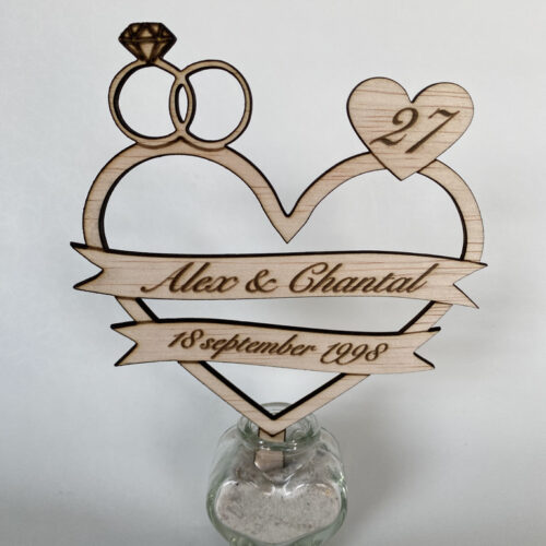 taarttopper groot-HART-huwelijk-datum-namen-cijfer-hout-gepersonaliseerd-acvdesign